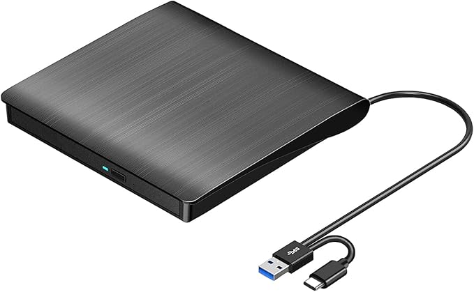 ROOFULL External CD DVD +/-RW Drive for Laptop Mac USB 3.0 &amp USB-C CD DVD Disc Reader Writer Burner CD-ROM Portable DVD Player with Carrying Case for Windows 11/10 PC MacBook Pro Linux Computer