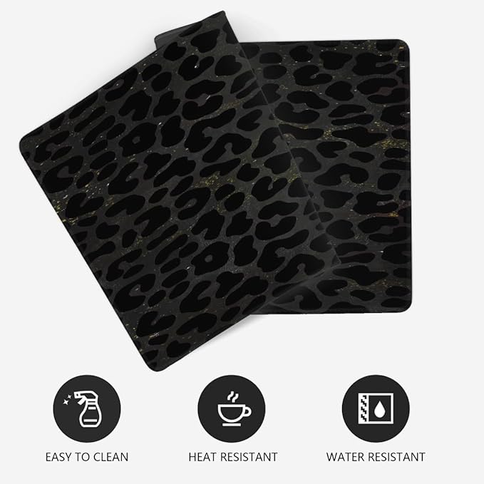 Black Galaxy Leopard Cheetah Large Mouse Pad Gaming Mousepad Desk Mat for Desktop Computer Keyboard Waterproof Mouse Mat Desk Pad with Non-Slip Base for Game School Office Home 35.4 x 15.7
