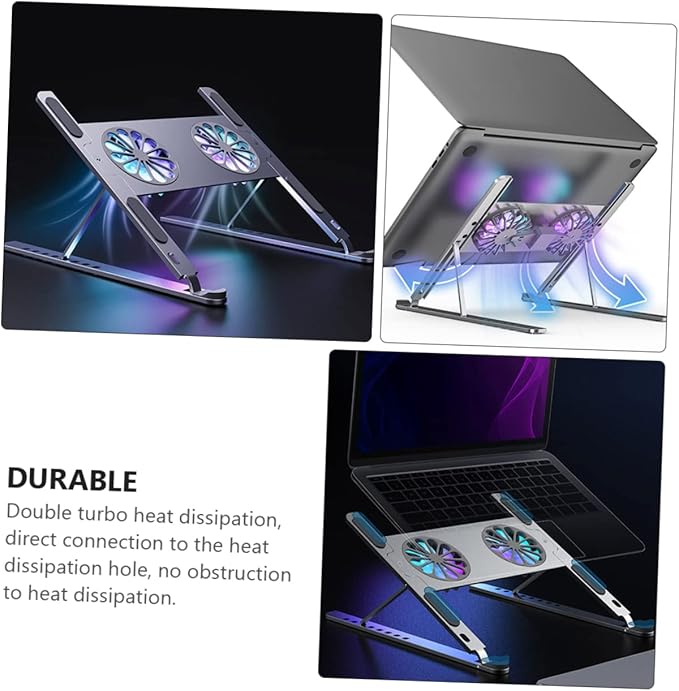 MERRYHAPY Laptop Cooling Pad Gear Height Mute High Volume Fan Aluminum Laptop Stand for Gaming