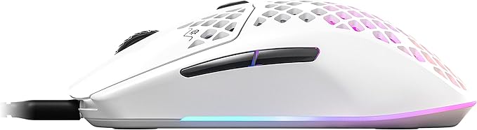 SteelSeries Aerox 3 - Holey RGB Gaming Mouse - Ultra-lightweight Water Resistant Design - 8500 DPI TrueMove Core Optical Sensor - Snow