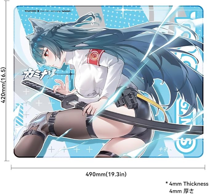 TALONGAMES Gaming Mouse Pad – Esports Professional Mouse Mat 4mm Medium Rubber Base Anti-Slip &amp Water-Absorbent Anime Design Durable Anti-Fray Edge High Glide Speed L Size 19.3×16.5 (雷 Serie