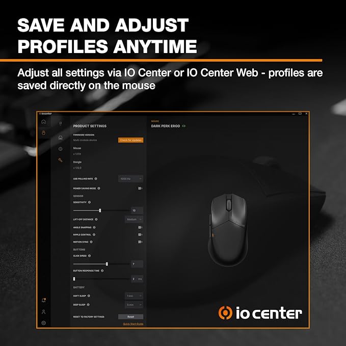 be quiet! Dark Perk Ergo PC Gaming Mouse 55g Lightweight Ultra-Long Wireless Battery Life 8000Hz Polling Rate PixArt PAW3950 Sensor 32000 DPI Optical 70m switches 100% PTFE Glide Skates