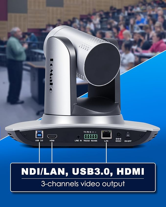 FoMaKo NDI PTZ Camera AI Auto-Tracking Gen 3 20x Optical Zoom for Texas Hold'em Livestreaming or Sports Live Production[ (FMK20UH NDI+KC608)