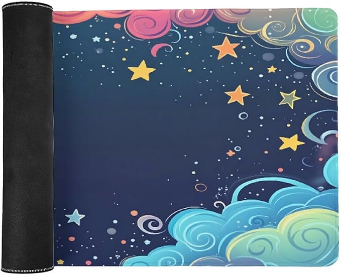 Colorful Galaxy Space Mouse Pad Large Desk Mat Extended Keyboard Mouse Pad with Non-Slip Base and Stitched Edge Mouse Mat Desk Pad 36x16 Mouse Pads for Desk Home Office Gaming