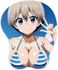 3D Mouse Pad Oppai Mousepad with Soft Gel Wrist Rest Anime Manga Gaming Boob pad Anti-Slip Mouse Mat （uzaki）