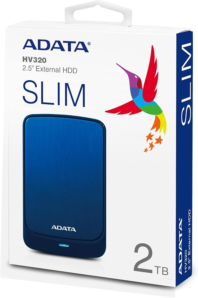 ADATA 2TB AHV320-2TU31-CBL External USB 3.1 Hard Drive - Blue