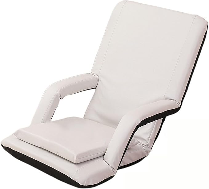 Folding Floor Gaming ChairAdjustable &amp Portable Floor Lazy Sofa Chair with ArmrestBack Support Comfortable Sofa6 Angles Floor Chair for Reading Gaming Meditating (Beige)