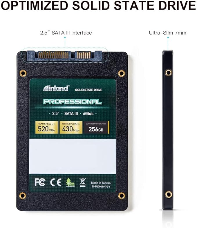 INLAND Professional 512GB SSD 3D TLC NAND SATA III 6Gb/s 2.5 SATA Internal Solid State Drive Upgrade Laptop PC and Desktops (5 Pack)