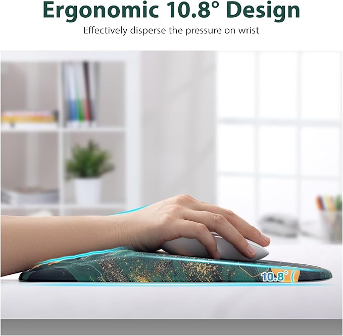 EYROZILL 3 in 1 Ergonomic Mousepad and Keyboard Wrist Rest Mouse Pad with Wrist Support Massage Design Keyboard Wrist Rest and Mouse Pad Set for Home Office (Green Bee)
