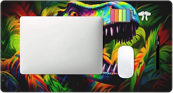Colorful Dinosaur Mouse Pad Non Slip Large Desk Keyboard Mat Gaming Protection Pad 16X29.5 Inch