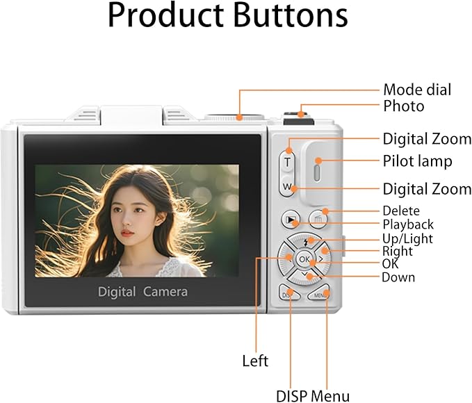 5K 75MP Digital Camera 18X Digital Zoom Upgraded Vlogging Cameras with WiFi &amp Mic Wide Angle &amp Macro Lens 3 180°Flip Screen Webcam Travel Cameras for Teens Beginner with 64GB Card HDMI