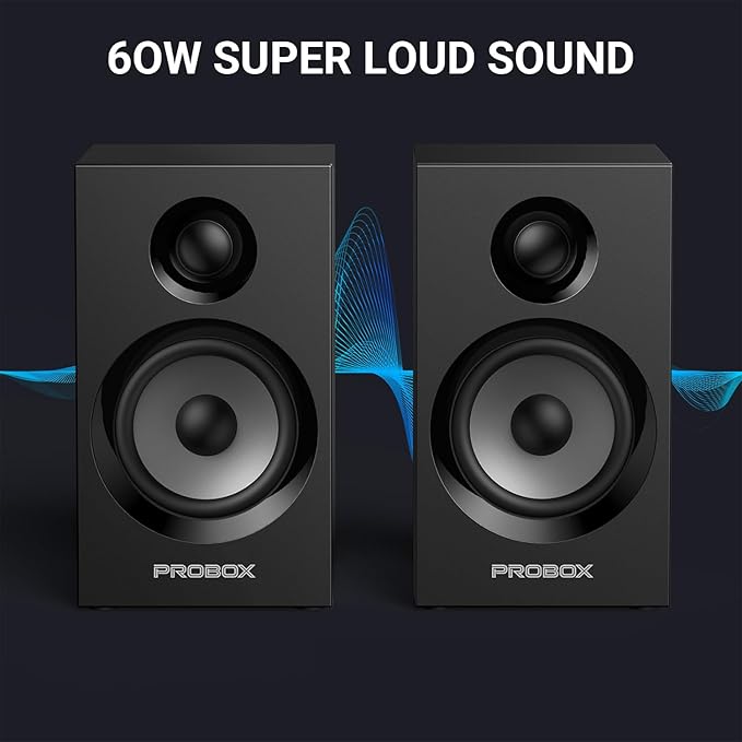Powered Bookshelf Speakers HiFi Computer Gaming Monitors with Bluetooth 5.3 &amp 24-Bit USB DAC Stereo Speaker PC Speakers 3.5 Woofer1 Silk Dome Tweeter Adjustable Bass/Treble BT16-Black