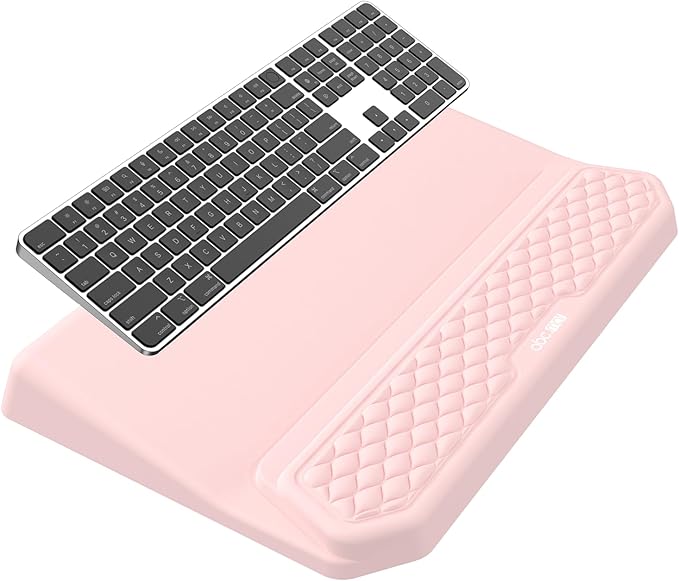 2-in-1 Ergonomic Keyboard Stand with Wrist Rest Comfy Keyboard Riser Holder with Massage Design Pink