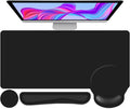 Mouse Pad Desk Pad Protector Keyboard Wrist Rest + Mousepad Wrist Rest +Coaster Large Gaming Mouse Pad for Computer Keyboard Desks Laptop XXL Desk Mat Writing Pad for Office and Home Cool Black