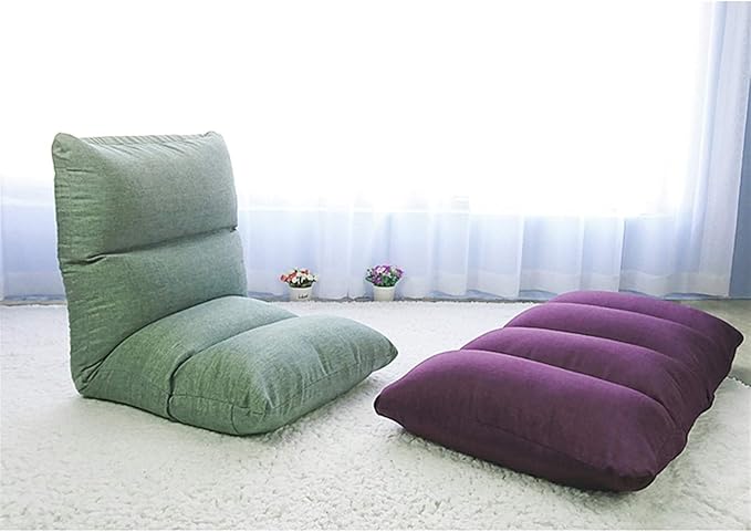 BTZHY Floor Chair Floor Chair Padded Floor Chair Single Dormitory 5-Speed Adjustment Computer Chair Foldable Easy to Remove and Wash Simple Armchair(Purple)