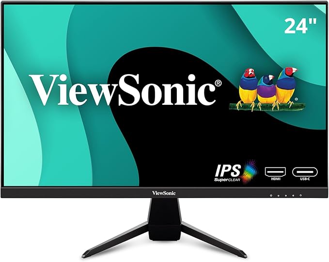 ViewSonic VX2467U 24 Inch 1080p Monitor with 65W USB C Ultra-Thin Bezels HDMI and VGA Input