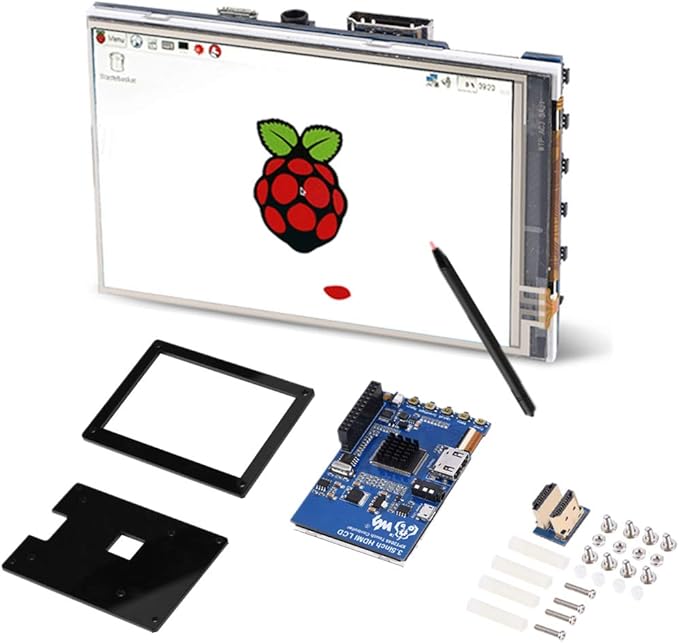 3.5 inch LCD Screen for Raspberry 60fps 3.5 inch LCD Display for Raspberry with Black Acrylic Case 320x480~1920x1080 Adjustable Resolution
