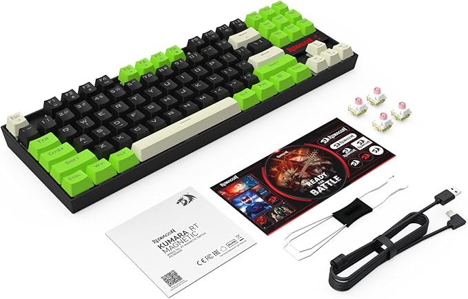 Redragon K552BGC-M TKL 80% Gaming Keyboard Magnetic Linear Switches 8000Hz Polling Rate 14 RGB Backlight Modes Hot-Swappable Keys Compact Wired Mechanical Keyboard for PC Gamers