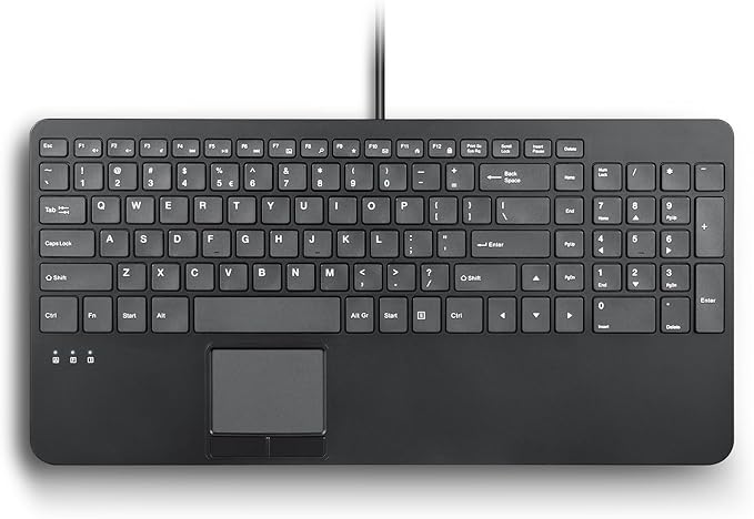 Perixx PERIBOARD-534 US Wired Compact USB Keyboard with Touchpad - X Type Scissor Keys - 15.63x7.80x1.18 inches - Build-in 2 USB Hubs and Number Pad