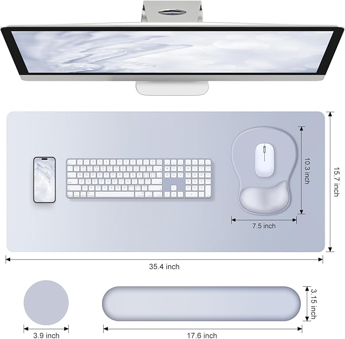 4-in-1 Large Gaming Mouse Pad Keyboard Wrist Rest Pad &amp Wrist Support Mousepad Set Extended Desk Pad Waterproof Desk Mat Protector for Home Office Decor Study Game 35.4×15.7 Inches I Gradient Gr