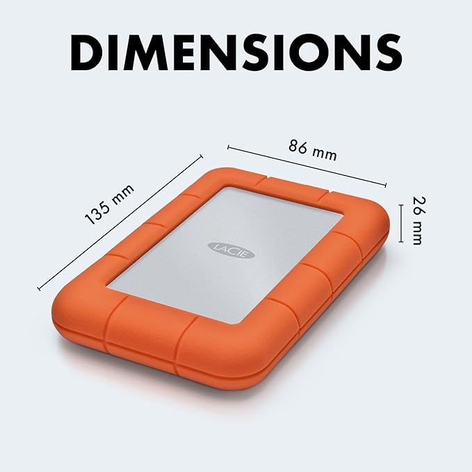 LaCie (LAC9000633) Rugged Mini 4TB External Hard Drive Portable HDD – USB 3.0 USB 2.0 Compatible Drop Shock Dust Rain Resistant Shuttle Drive For Mac And PC Computer Desktop and Laptop Orange
