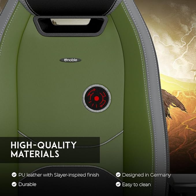 noblechairs Legend Gaming Chair – Doom: The Dark Ages Edition – Premium PU Leather Adjustable Ergonomics Lumbar Support 4D Armrests – Officially Licensed Bethesda Collectible