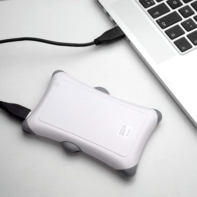 Silicon Power SP010TBPHDA30S3W 1 TB Rugged Armor A30 Shockproof 2.5-Inch USB 3.0 External Portable Hard Drive Military Grade MIL-STD-810G White