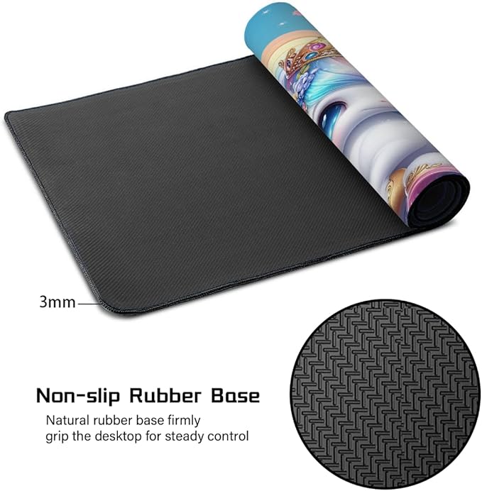 Large Mouse Mat Animal Funny Unicorn Computer Mousepad with Non-Slip Rubber Base Waterproof Mouse Pad Desktop Keyboard Pad for GamerHome School Laptop Office Accessories35.4x15.7 in