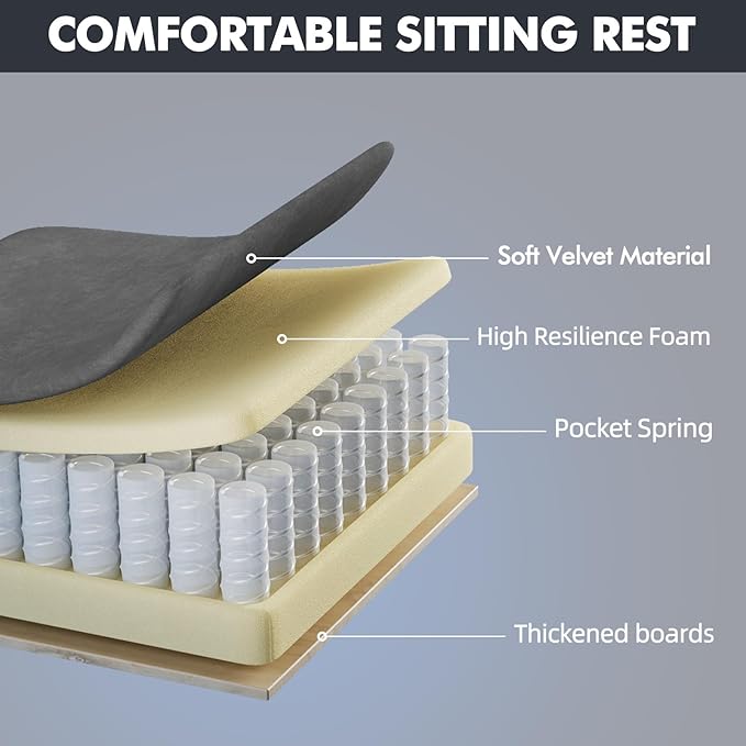 Soontrans Dark Grey Velvet Fabric Gaming Chairs with Footrest Ergonomic Comfortable Video Gamer Chair Reclining Office Computer Desk Game Chairs with Massage Lumbar CushionHeadrest for Adult