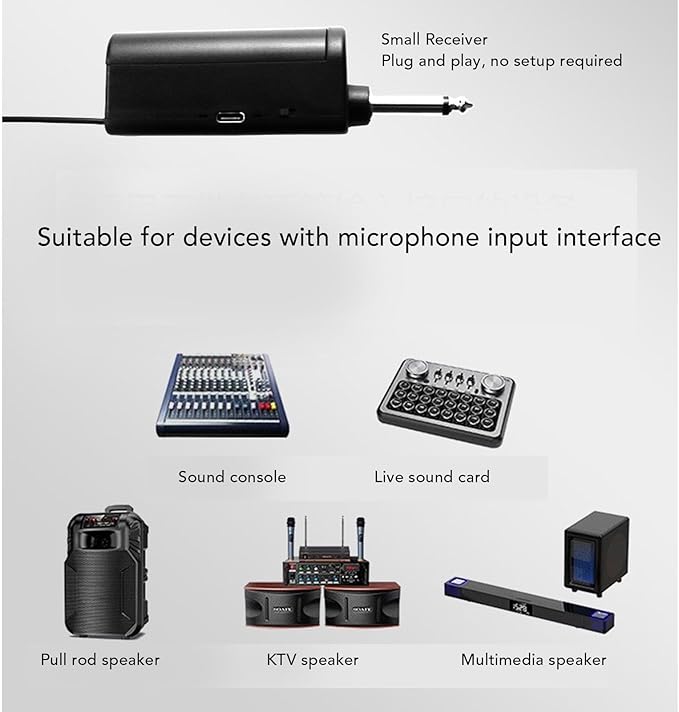 Dynamic Mic for Singing System with DSP Frequency Locking 96dB Signal to Noise Ratio and Dual Cordless Mics for Sound Cards/Mixers for Karaoke