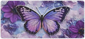 Purple Butterfly Floral Mouse Pad Large Desk Mat Extended Keyboard Mouse Pad with Non-Slip Base and Stitched Edge Mouse Mat Desk Pad 36x16 Mouse Pads for Desk Home Office Gaming