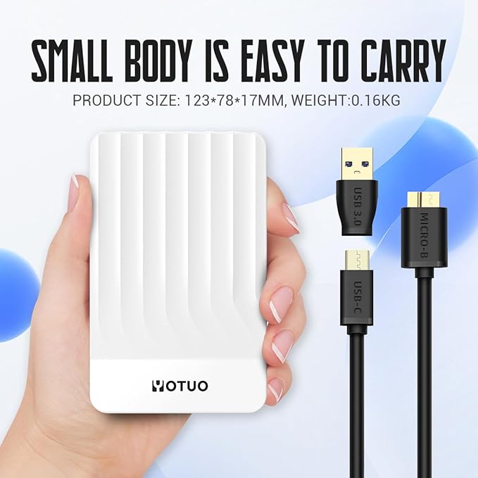 Portable External Hard Drive Storage Expansion Mobile HDD USB 3.0 for PC Mac Desktop Laptop PS4 Xbox One X/S Xbox 360 Office &amp Game (White 320GB)