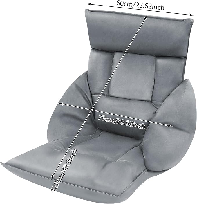 Folding Sofa Chair 5 Adjustable Position Lazy Sofa Floor Chair with Armrests Backrest Headrest Waist Pillow Couch Recliner for Meditation Reading Gaming