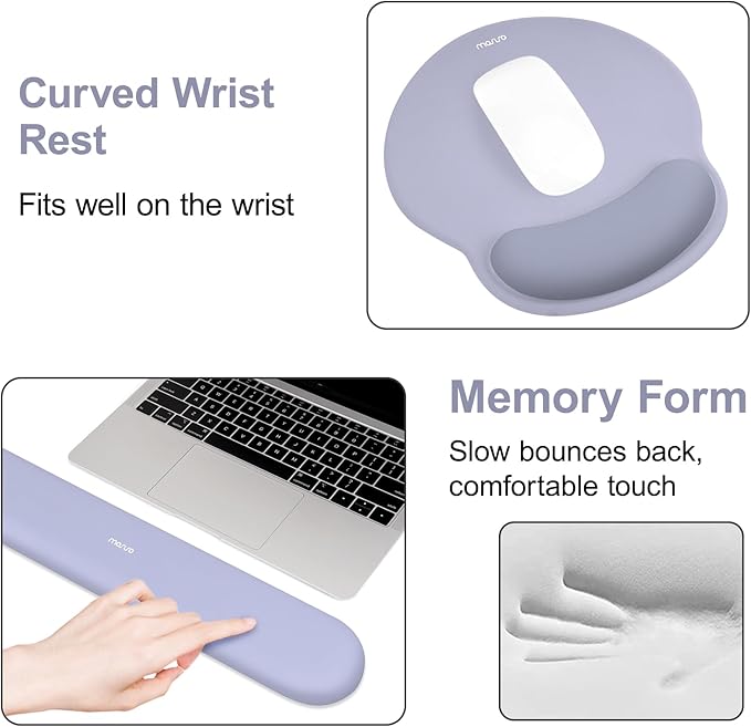MOSISO Wrist Rest for Keyboard Mouse Pad Set Large Gaming Deskpad&ampCircle Curved Mousepad&ampKeyboard Wrist Rest&ampCoaster Ergonomic Non-Slip Mousepad&ampEasy Typing Pad with Silicone Lining