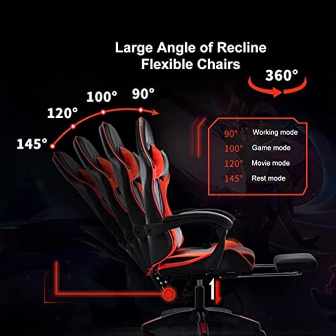 Computer Chair Pro Gaming Chair with Arms and Wheels Ergonomic and Massage Computer Chair Home Adjustable Leisure Chair with FootrestExecutive Chair with Strong Load-Bearing Capacity and Mobility