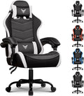 GTPLAYER Gaming Chair Video Game Chairs Racing Style PC Game Chairs 350lbs for Adults - Padded High Back Ergonomic Reclining Silla Gamer Linkage ArmrestWhite