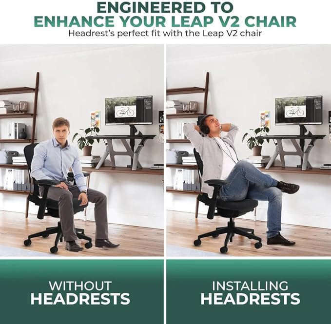OFFICE LOGIX SHOP Leap V2 Chair with Headrest Bundle (Fabric Black)