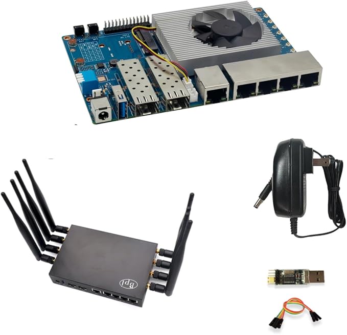 youyeetoo BPI-R3 WiFi 6 Router Development Board with MediaTek MT7986 Chip 2GB DDR RAM 8GB eMMC Flash Dual GbE LAN for IoT Router Projects M.2 Key-E PCIe Interface (Banana pi R3 Router Board Kits)