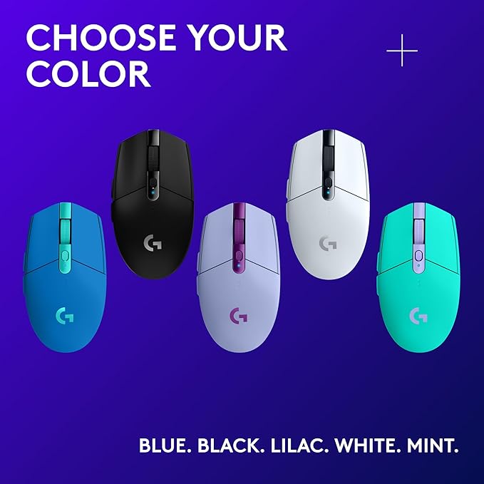 Logitech G305 Lightspeed Wireless Gaming Mouse Hero Sensor 12000 DPI Lightweight 6 Programmable Buttons 250h Battery On-Board Memory Compatible with PC Mac - Blue