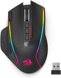 Redragon Wireless Gaming Mouse Ergonomic Mouse 16000 DPI with Rapid Fire Key 9 Macro Buttons 170-Hour Durable Power Capacity and RGB Backlight Wired/Wireless Mouse for Laptop/Mac/PC