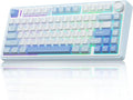 AULA F75 75% Wireless Mechanical Keyboard Hot Swappable Creamy Keyboard Pre-lubed Greywood Switches RGB Backlit Gaming Keyboards 2.4GHz/Type-C/BT5.0(Salt White Blue)