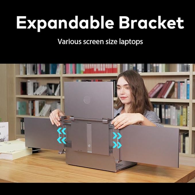 14 inches Lap Expansion Screen 1080P FHD Portable Quad-Screen Monitor able &amp Rotatable Design Driver Quick Installation with 1 Cable for 3 Displays for Windows MacOS for 13.6-17.3 inch Lap