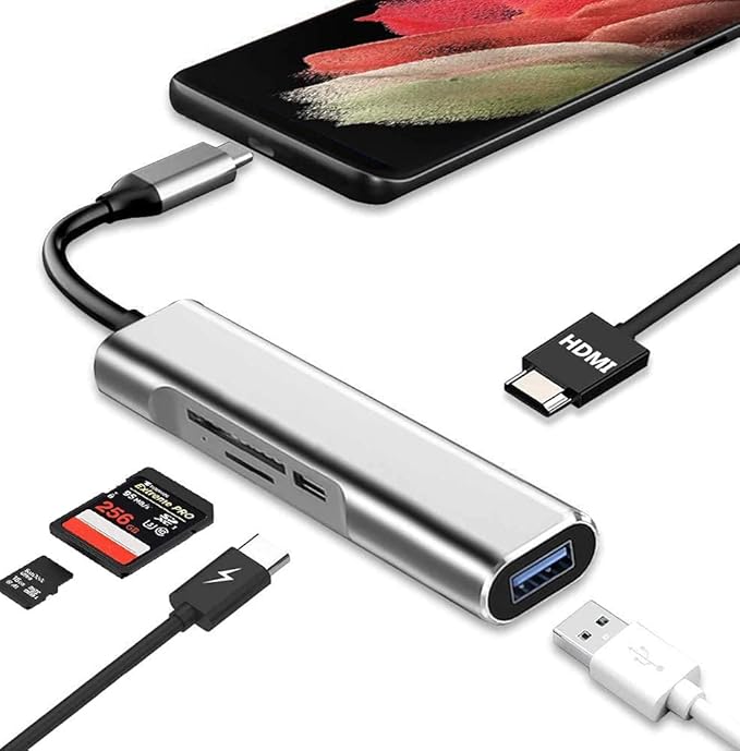 USB C to HDMI Adapter for Samsung DeXDeX Station for Galaxy S25/S24/S23/S22/Note20/10/Tab S9/S8/S7DeX hub with HDMI 4KUSB3.0PD 60WSD/TF Card SlotSteam DeckNintendo Switch
