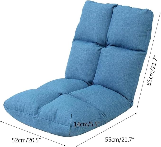 ELEFOCUS Folding Sofa Chair Folding Floor Chair Single Lounger Sofa 5 Gear Adjustment Floor Sofa for Balcony Bay Window(Dark Blue)