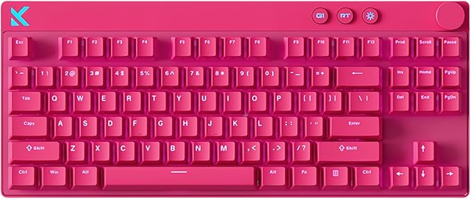 MCHOSE Mix 87 Magnetic Switch Rapid Trigger Gaming KeyboardHall Effect Hyper-Fast Adjustable Actuation Wired TKL Keyboard with Smart RT Mode Knob RGB Translucent Keycaps for PC Gamer (Red)