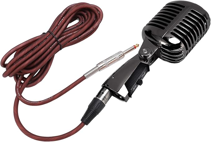 Dpofirs Dynamic Microphone with Rugged Design and Cardioid Pickup - Studio Quality Sound for Live Performances and Singing Plug and Play Shockproof Structure (Gunmetal Grey)