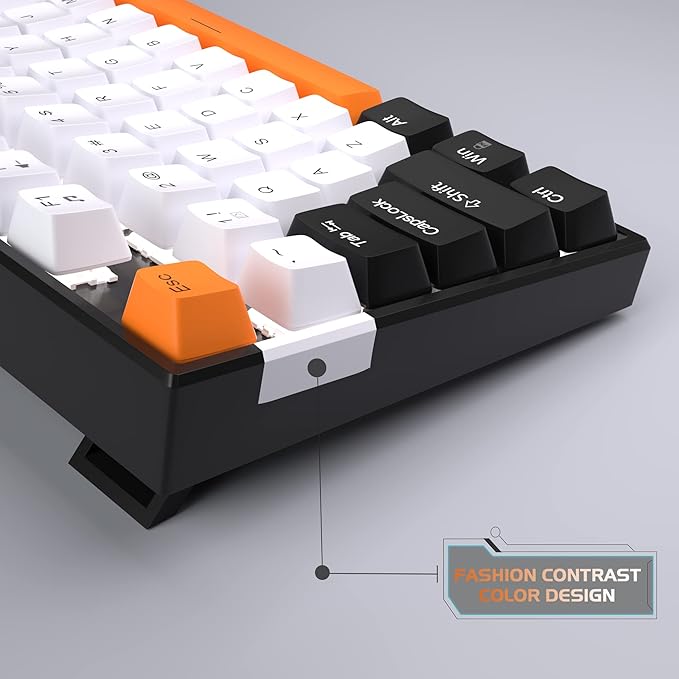 MageGee 75% Mechanical Gaming Keyboard Yellow Switch LED White Backlit 87 Keys Compact TKL Wired Computer Keyboards for Windows Laptop PC Gamer - White/Black