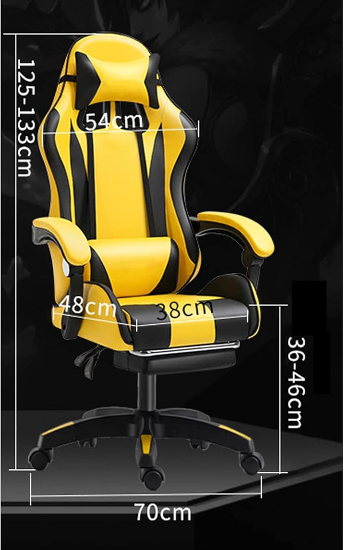 Ergonomic Gaming Chair Comfortable Gaming Chair with Footrest Computer Chair Leather Desk Chair Adjustable Swivel Gaming Office Chair Pink