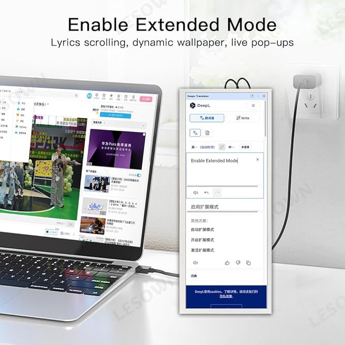 12.3-inch Strip Widescreen Portable HDMI Bar Monitor HD 1920x720 Stretched Secondary Display 1400:1 Contrast for PC Laptop