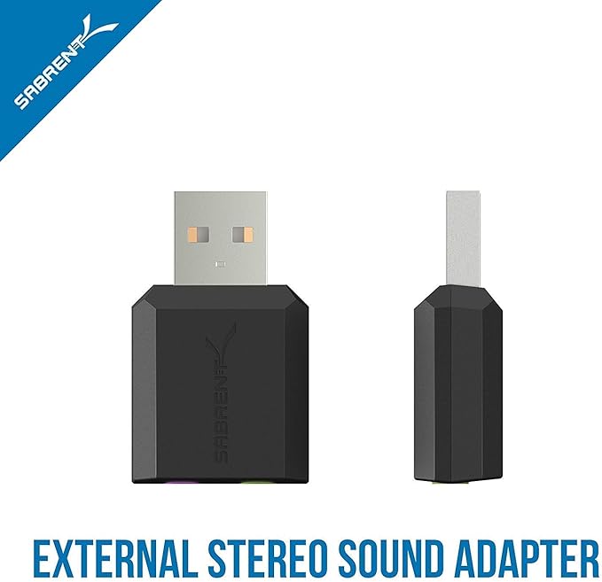SABRENT USB External Stereo Sound Adapter for Windows and Mac. + Premium 3-Port Aluminum Mini USB 3.0 Hub